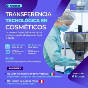 Curso Transferencia Tecnológica en Cosméticos