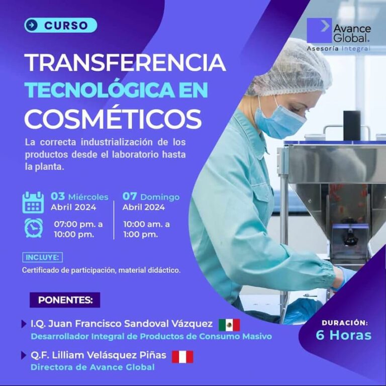 Curso Transferencia Tecnológica en Cosméticos